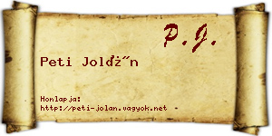 Peti Jolán névjegykártya