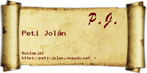 Peti Jolán névjegykártya